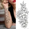 Tillfälliga tatueringar 100 stycken Lot Black Flower Rose Waterproof Sticker grossist Snake Letter Body Arm ben henna falsk ärm 230621