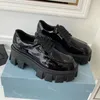 Sapatos casuais femininos 1:1 botas preto couro genuíno aaaaa sapato aumento plataforma tênis dupe clássico patente fosco mocassins formadores caixa