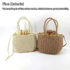 Storage Bags Straw Handbag Portable Fashionable Lifting Handle Adorable Women Stylish Girls Ladies Shopping Drawstring Bag Pouch