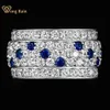 Solitaire Ring Wong Rain 18K Gold Plated Luxury 925 Sterling Silver Lab Sapphire High Carbon Diamonds Gemstone Wedding Band Fine Jewelry 230625