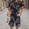 Tracksuits verão masculino de duas peças conjunto sweatpants linha rosto 3d impressão t-shirts e shorts 2023 mangas curtas sportswear meninos crianças