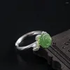 Cluster Rings Jasper Court Rose Open S925 Sterling Silver Jewelry For Women Vintage Handmade Jade Luxury