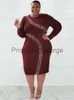 Lässige Kleider Schickes und elegantes Kleid Plus Size Damen Herbst Langarm Midikleid Slinky Cut Out Strickkleid Großhandel Bulk Dropshipping x0625