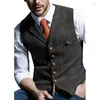 Mannen Vesten mannen Casual Gentleman heren Legergroen Vest Plaid Zachte Wollen Jas Tweed Business Vest Steampunk Blazer voor