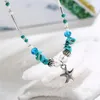 Boho Crystal Starfish Pärlor Anklet Turkoise Charm Ankel Armband Fotpärlor Anklets Summer Beach Jewelry WholSale Price Price