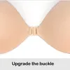 Completo da yoga Reggiseno push-up invisibile da donna sexy Busto in silicone autoadesivo Chiusura anteriore Pelle nera appiccicosa Senza spalline senza schienale