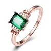 Pierścienie klastra elegancka prostokątna szmaragdowa imitacja zielony pierścień otwierający turmalin