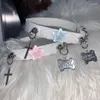 Colar com correntes para mulheres Steampunk-Pentagrama-Cross Neck Strap Cosplay Gótico T8DE