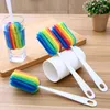 NOWOŚĆ 1/5PCS Rainbow Sponge pędzel butelka do butelek o kubku kubka szczotka szczotka do mycia gąbki szczotki z przyborami do czyszczenia uchwytu