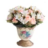 Dekorativa blommor Rose Lily Artificial Silk for Bride Bouquet Home Living Room Christmas Fake Wedding Decoration Diy Arrangement