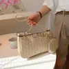 Bolsos de noche Gusure Moda Axilas Mujeres Bolsos de hombro Verano Tejido de paja Bolsos pequeños Viajes de vacaciones Playa Compras Totes Monedero bolsa J230625