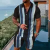 Herrspårsugnar Luxury Polo Shirt 2 Piece Outfit Summer Men's 3D Print Man Fashion Hawaiian Beach Vacation Short Sleeve Tracksuit Set 230621