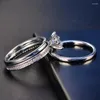 Cluster Rings 2023 Arrival Sparkling Fashion Jewelry 925 Sterling Silver Shape Oval Cubic Zirconia CZ 3 IN 1 Wedding Band Ring Gift