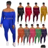 Chándales de talla grande para mujer Traje de color sólido de moda grande para mujer Deportes de ocio One Shoder Manga larga Ropa de entrega de gota sexy Dhkrg