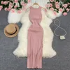 Casual Dresses Sexy Lady Summer Dress V-shaped Back Anti-pilling Ball Vest Sleeveless Low-cut Prom Maxi Women Garment