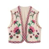 Femmes Vintage Floral brodé ouvert gilet dames Style National gilet veste tenues décontracté vacances culture