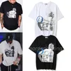 Mannen korte mouw 2023 fashion Lightning borst gedrukt schuim ronde hals korte mouw kleine high street mannen en vrouwen hiphop losse T-shirt