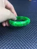 Bangle Real Jade Natural Handmad 7A Emerald Hand Carved Pattern Flower Green Bangles Women Bracelet Melv22