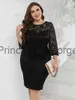 Robes décontractées Robe en dentelle grande taille pour invité de mariage Bodycon Cocktail Robe de soirée formelle Femmes Été Voir à travers des robes mi-longues sexy x0625