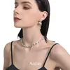 Necklaces MASW Elegant Jewelry One Layer Round Pearl Necklace 2022 New Trend Irregular Metal Cat Eye Beads Necklace For Women Female Gift