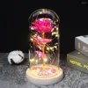 Fleurs décoratives Rose artificielle dans le dôme en verre de LED cadeau pour toujours à la décoration de mariage de jour de Valentines de petite amie