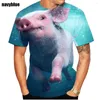 Camisetas femininas 2023 camisetas de verão novidade animal porco estampa 3d camiseta engraçada casual top respirável e confortável camiseta masculina