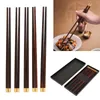 Chopsticks 5 Pairs Chinese Style Wooden Set Safe Handcrafted Tableware Gift For Family FriendsRed Sandal Wood