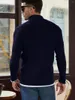 Pulls pour hommes automne hiver affaires décontracté mince à la mode col rond manches longues coton solide bleu foncé Zip tricoté pull pull