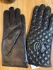 Luxury Women Leather Gloves Classic Designer Plaid Glove Winter Warm Soft Glove äkta fårskinnsläder