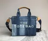 Fashion Denim Tote Bag Large Canvas with Leather Handle Shoulder Bags with Logo