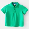 Polos Boys Girls Children's Shirt Sleeved T-Shirt Kids Cotton White Blue Gray Grey Green Red Baby School Shirt Summer 230625