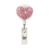 Porta badge retrattile a forma di cuore con diamante a forma di cuore