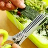 Tijeras multifuncionales para alimentos de cocina, tijeras para cebolla verde de 5 hojas, tijeras para hierbas, especias, tijeras de cocina multicapa, 1 ud.