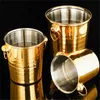 Bar Tools Gold Golden Tjock Tiger Head Rostfritt stål Ice Bucket Champagne Chilled Wine Beer Red Wine Cube Bar KTV Två handtag Hink 230625