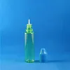 100 uppsättningar/parti 25 ml enhörning Grön plastdropparflaskor Barnbeständig manipuleringsbevis Långt tunt spets E Liquid Vapor Juice E-Liquide 25 Ml Bnbn