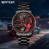 Montres Vente chaude hommes montre sport 360 rotation voiture roue cadran montres hommes étanche en acier inoxydable hommes Quartz montre-bracelet Relogio