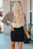 Nieuwkomers herfstkleding trendy koude schouder luipaard kleurblok lange mouwen mini jurk outfit ideeën voor dames