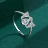 Klusterringar 2023 Fashion Hollow out Oval Original S925 Sterling Silver Couples Ring For Women Full Diamond Engagement Party Jewelry