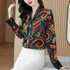 Women's Blouses Chiffon Blouse Shirt Women European Station Ethnic Lace Patchwork Top French Printed 2023 Summer Long Sleeve Female