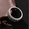 Кластерные кольца S925 Настоящее серебряное кольцо для мужчин и женщин буддиста восемь сокровищ благоприятная тайская личность может повернуть