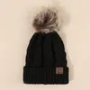 Beanies Winter Oversized Solid Color Cable Knitted Pom Beanie Hat With Fleece Lining