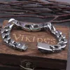 Браслеты браслеты викингов браслет из нержавеющей стали 12 -мм бордюр кубинская цепь серебряная цветовые браслеты для мужчин Женщины Бесплатная доставка Фабрика с коробкой