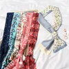 Scarves Chain Letter Leopard Print Women Hair Tie Band Kerchief Wrist Ribbons Fashion Head Neck Satin Bag Long Silk Scarf 2023