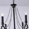 Kronleuchter Vintage Schwarzer Kerzenleuchter-Kronleuchter mit 6 Lichtern, E14-Fassung, Kerzenstil aus Metall und Kristall für das Wohnzimmer im Esszimmer