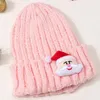 Berretti Berretto di Babbo Natale Cappello lavorato a maglia Inverno Caldo lavorato a maglia Tinta unita Lana Regali di Natale morbidi per lei