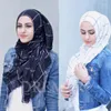 Écharrés Grille musulman Cotton Hijab Écharpe Femmes Long Soft Siffare Femme Musulman Headraps Tassel Premium Shawl Stoles 190 75cm