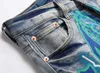 Мужские джинсы в европейском стиле мужчины бренд джинсы Мужские брюки джинсовые джинсы синие джинсы прямые граффити для печати джинсы осенние дыры брюки для мужчин 230626