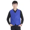 Men's Vests Work Uniform Pockets Unisex Waistcoat Slim Fit Solid Color Cashier