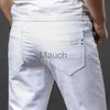 Jeans para hombres Broer Wang Men White Fashion Fashion Casual Classic Style Fit Slim Soft Possers Male Brand Advanced Stretch Pants J230814