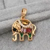 Anhänger Halsketten Trendy Elefant Gold Kupfer Überzogene Wassertropfen Grün Rosa Zirkonia Für Frauen Mode Schmuck Zubehör Party Hochzeit GIF